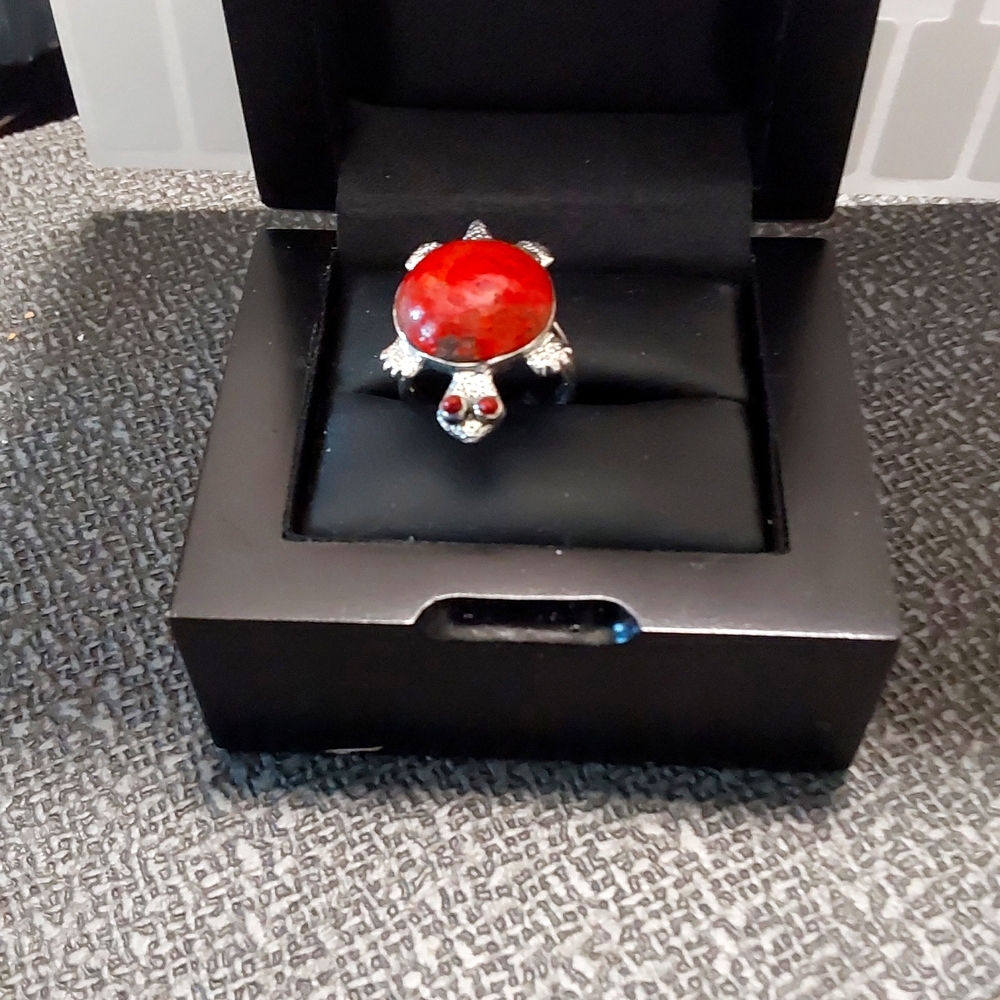 Ring 925 coral stone. Turtle